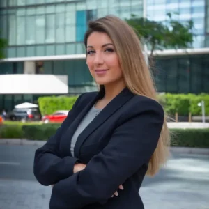 Collaboratrice jeune et blonde sur la Ventiane en tailleur